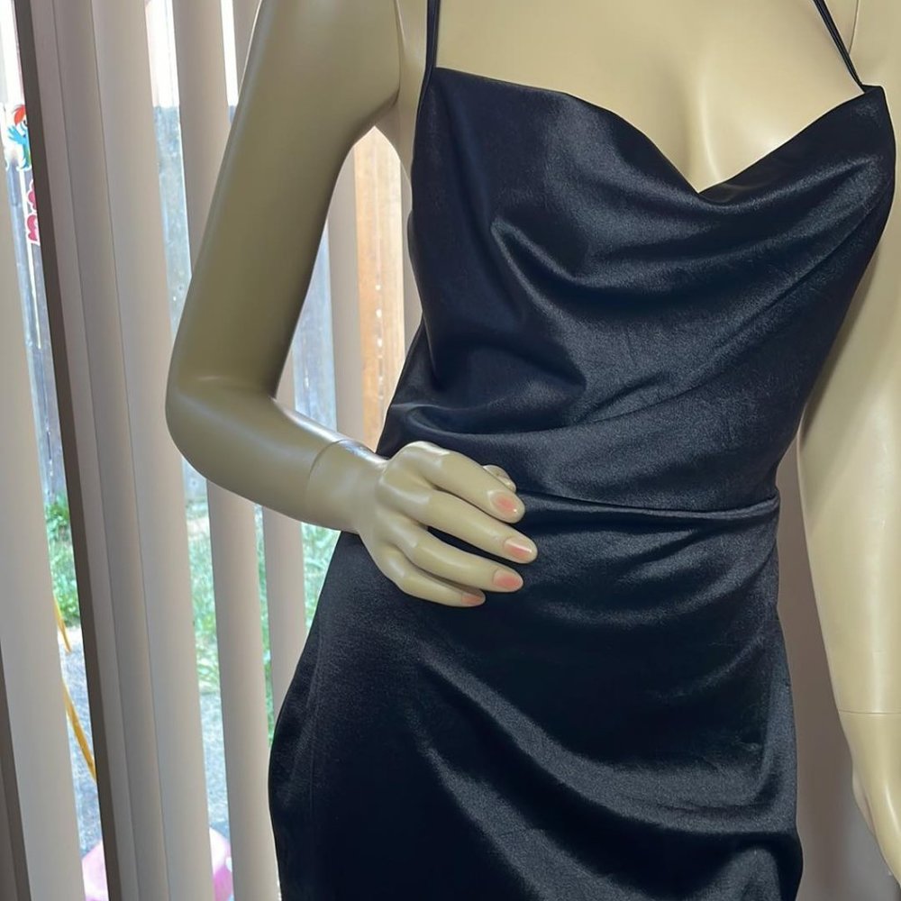 Junior XL Women Medium Sexy Little Black Mini Dress Backless - Picture 2 of 3